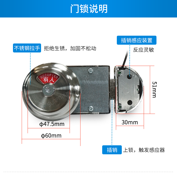 智慧公廁有人無(wú)人顯示屏門(mén)鎖細(xì)節(jié)